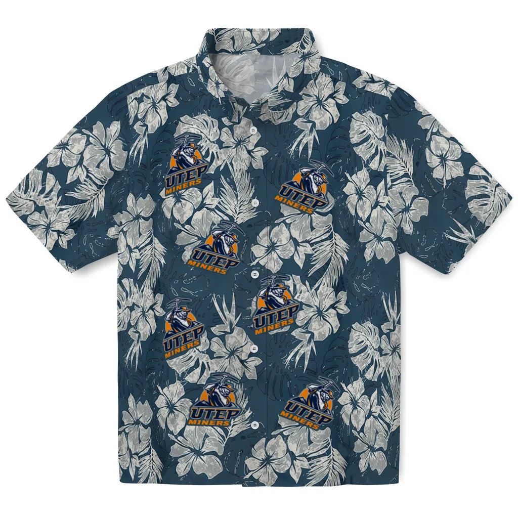UTEP Miners Hawaiian Shirt - Hibiscus Flowers utep miners hibiscus flowers navy blue hawaiian shirts best selling