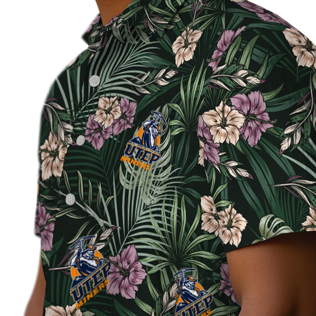 UTEP Miners Hawaiian Shirt - Hibiscus Leaves Pattern utep miners hibiscus leaves pattern green hawaiian shirts trendy