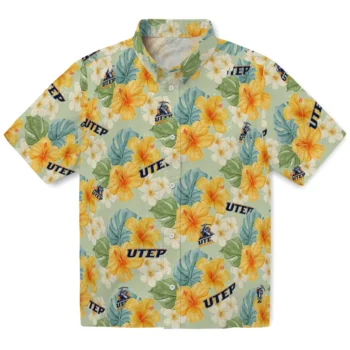 utep miners hibiscus mood pale lime yellow hawaiian shirts best selling