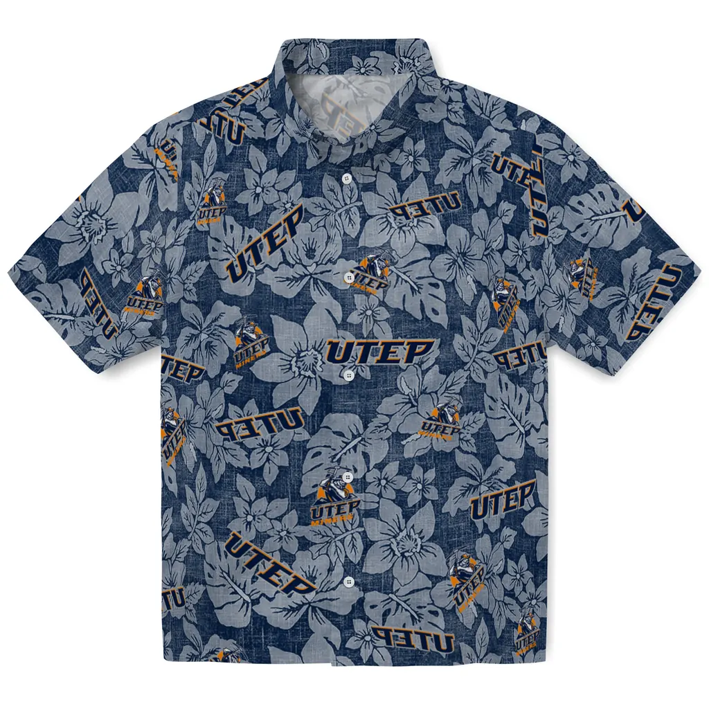 UTEP Miners Hawaiian Shirt - Hibiscus Oasis utep miners hibiscus oasis blue hawaiian shirts best selling