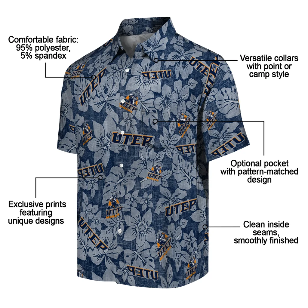 UTEP Miners Hawaiian Shirt - Hibiscus Oasis utep miners hibiscus oasis blue hawaiian shirts new arrival