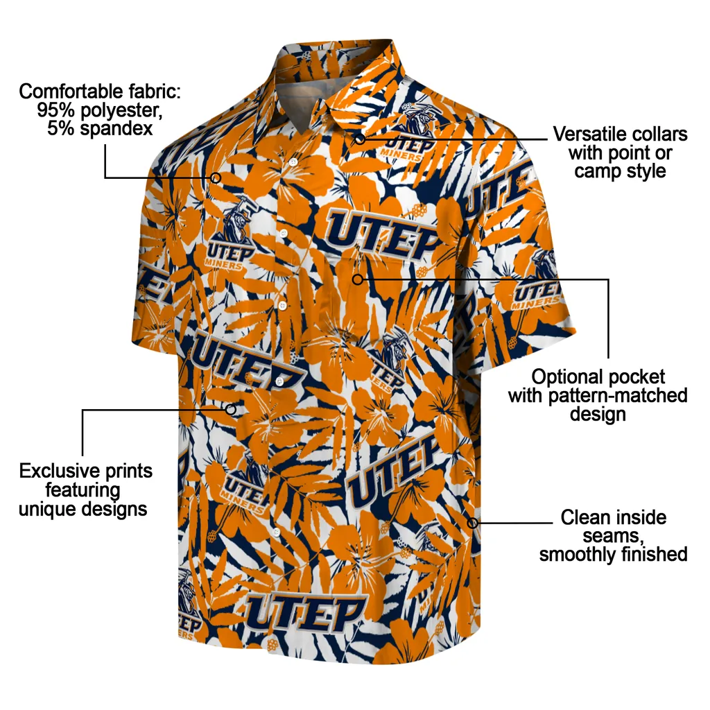 UTEP Miners Hawaiian Shirt - Hibiscus Overlay utep miners hibiscus overlay hawaiian shirts new arrival