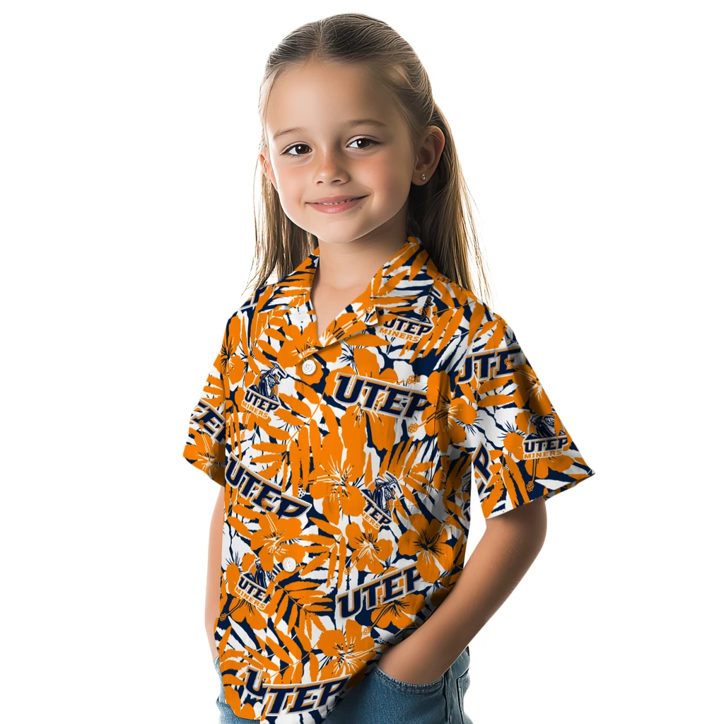 UTEP Miners Hawaiian Shirt - Hibiscus Overlay utep miners hibiscus overlay hawaiian shirts premium grade