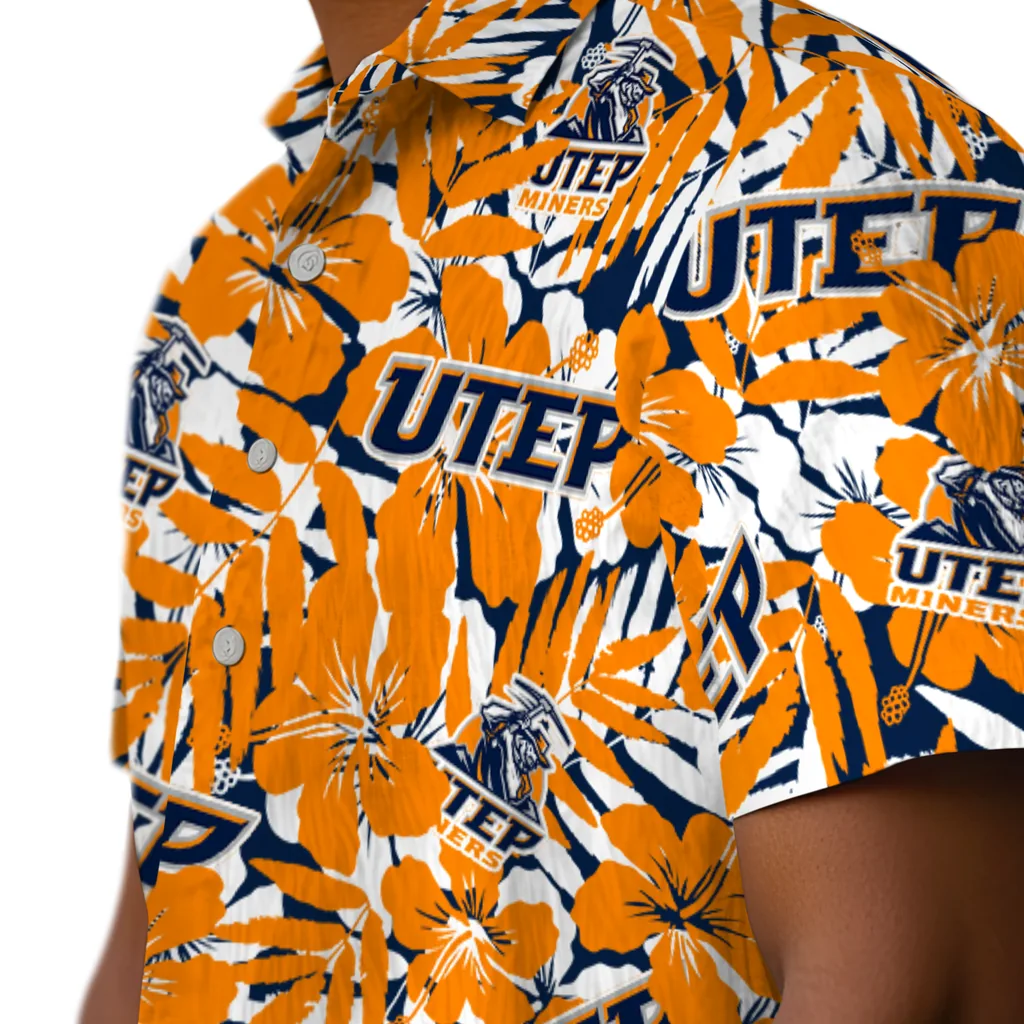 UTEP Miners Hawaiian Shirt - Hibiscus Overlay utep miners hibiscus overlay hawaiian shirts trendy