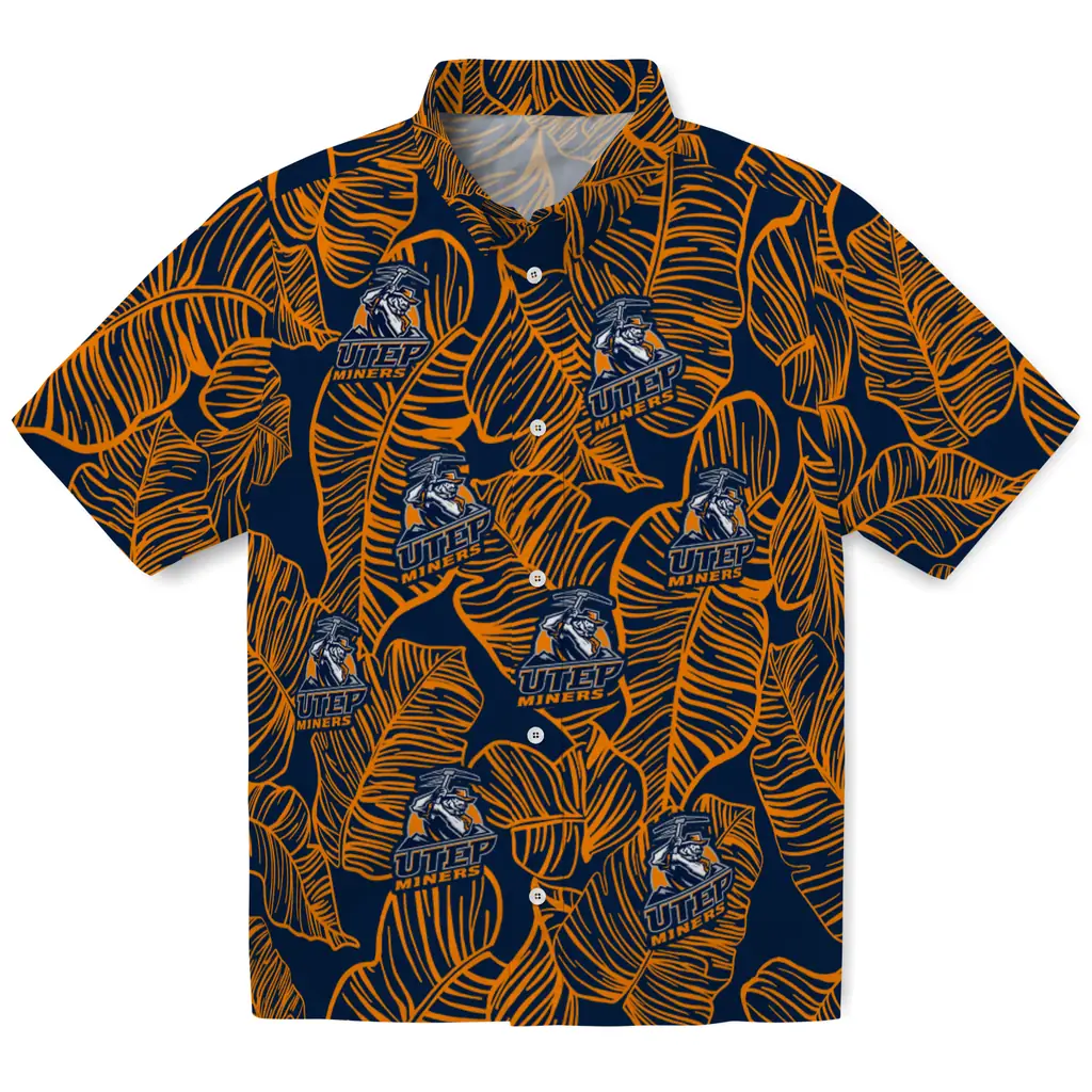 UTEP Miners Hawaiian Shirt - Leaf Outline utep miners leaf outline blue hawaiian shirts best selling