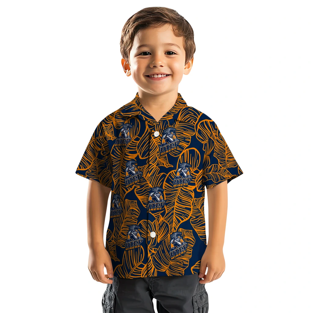 UTEP Miners Hawaiian Shirt - Leaf Outline utep miners leaf outline blue hawaiian shirts top rated