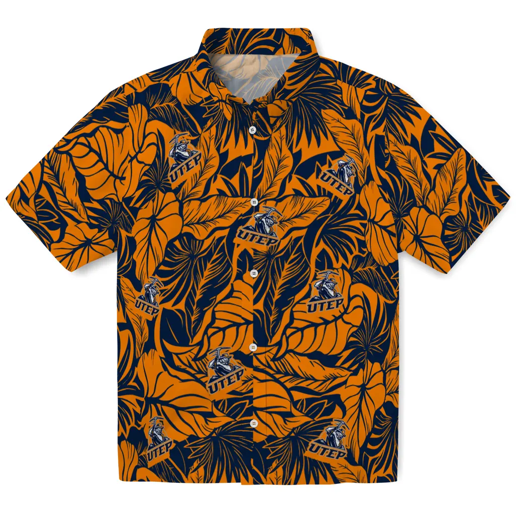UTEP Miners Hawaiian Shirt - Monstera Layer utep miners monstera layer blue hawaiian shirts best selling