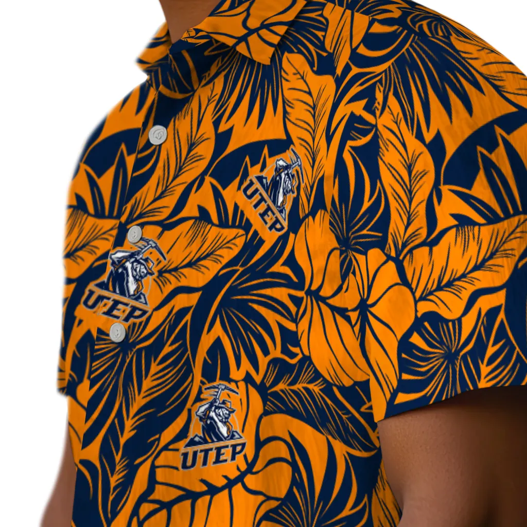 UTEP Miners Hawaiian Shirt - Monstera Layer utep miners monstera layer blue hawaiian shirts trendy