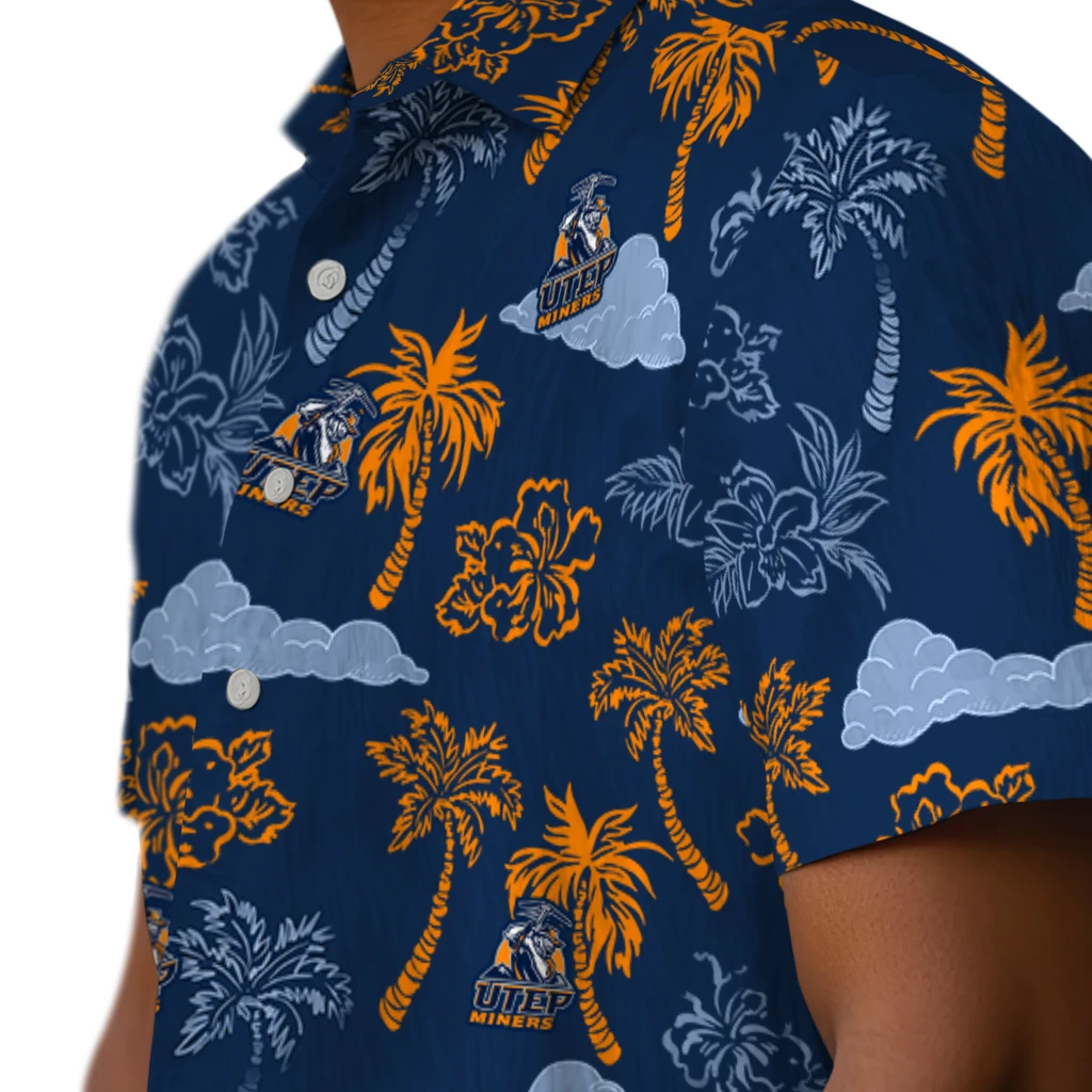 UTEP Miners Hawaiian Shirt - Palm And Clouds utep miners palm and clouds blue hawaiian shirts trendy
