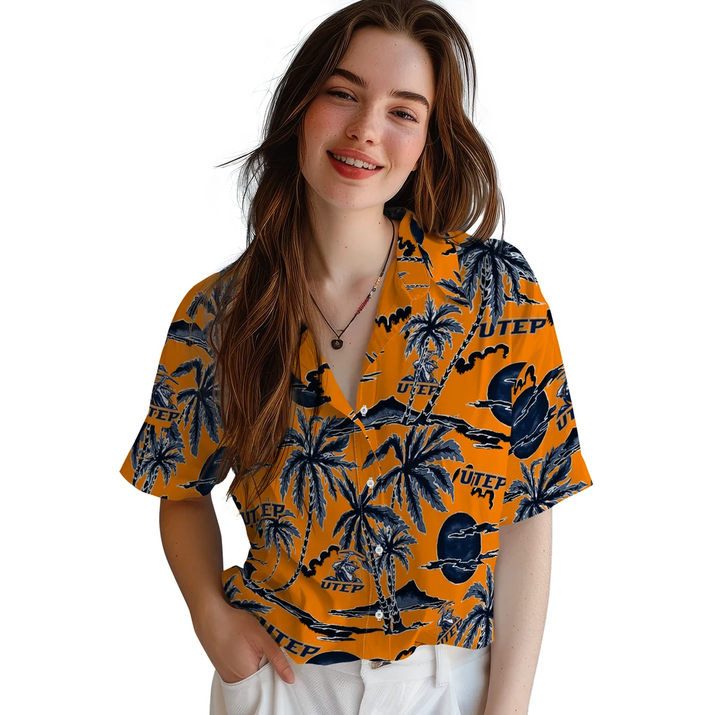 UTEP Miners Hawaiian Shirt - Palm Sunset utep miners palm sunset hawaiian shirts latest model