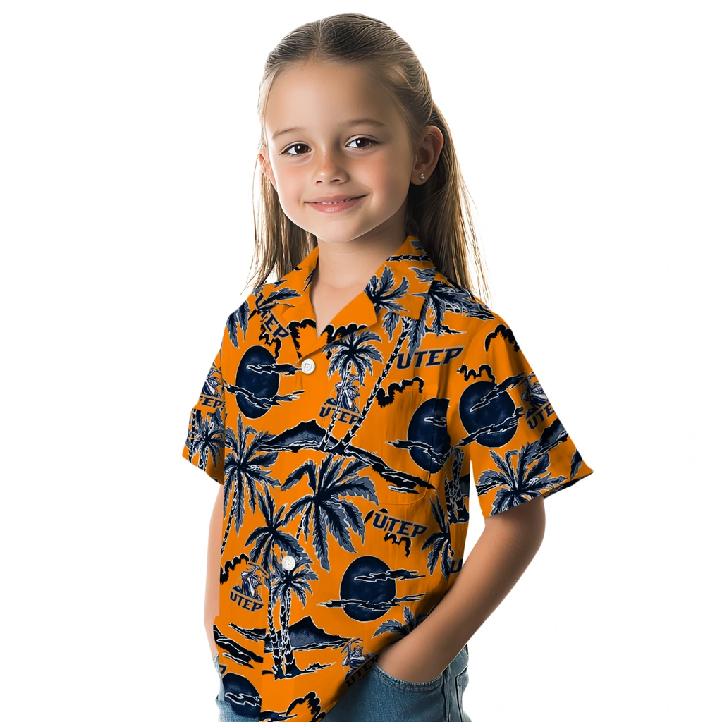 UTEP Miners Hawaiian Shirt - Palm Sunset utep miners palm sunset hawaiian shirts premium grade