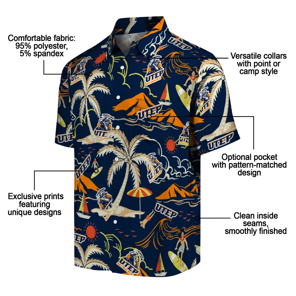 UTEP Miners Hawaiian Shirt - Palm Tree Island utep miners palm tree island blue hawaiian shirts new arrival
