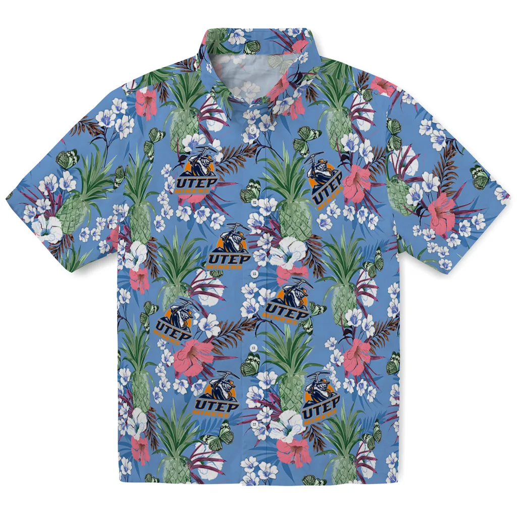 UTEP Miners Hawaiian Shirt - Pineapple Bouquet utep miners pineapple bouquet best sky blue hawaiian shirts best selling