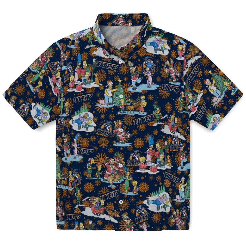 UTEP Miners Hawaiian Shirt - Simpsons Christmas utep miners simpsons christmas blue hawaiian shirts best selling