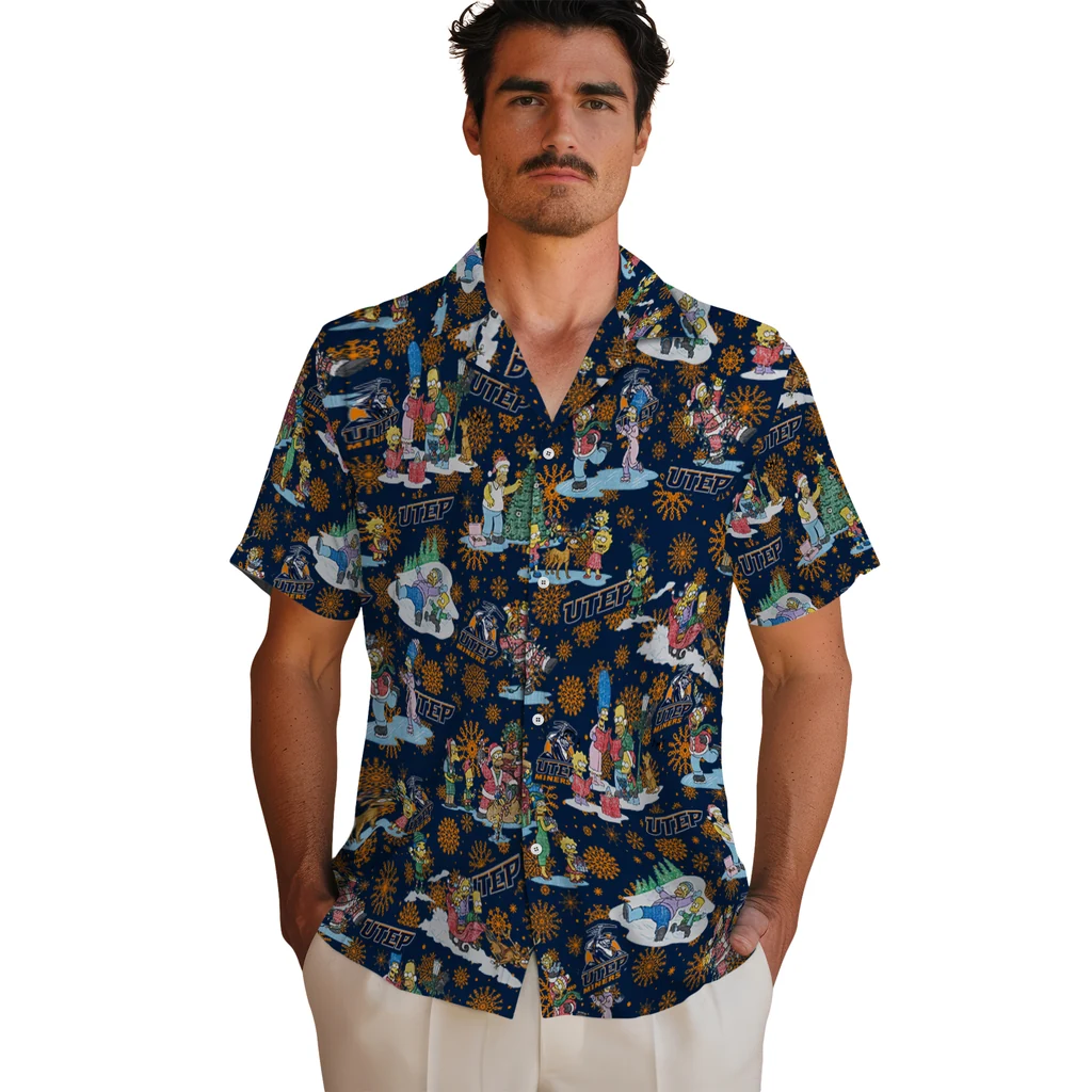 UTEP Miners Hawaiian Shirt - Simpsons Christmas utep miners simpsons christmas blue hawaiian shirts fashion forward