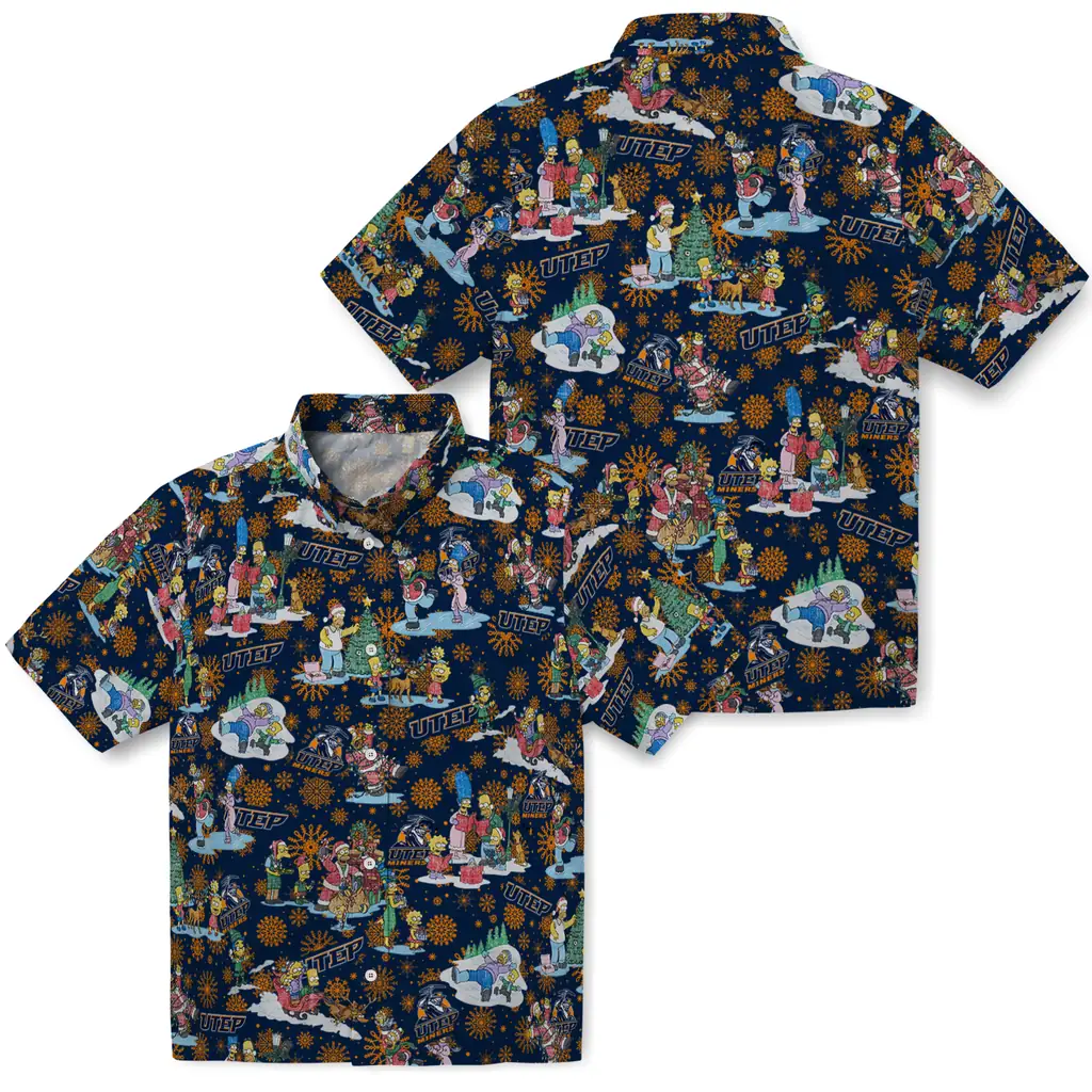 UTEP Miners Hawaiian Shirt - Simpsons Christmas utep miners simpsons christmas blue hawaiian shirts high quality