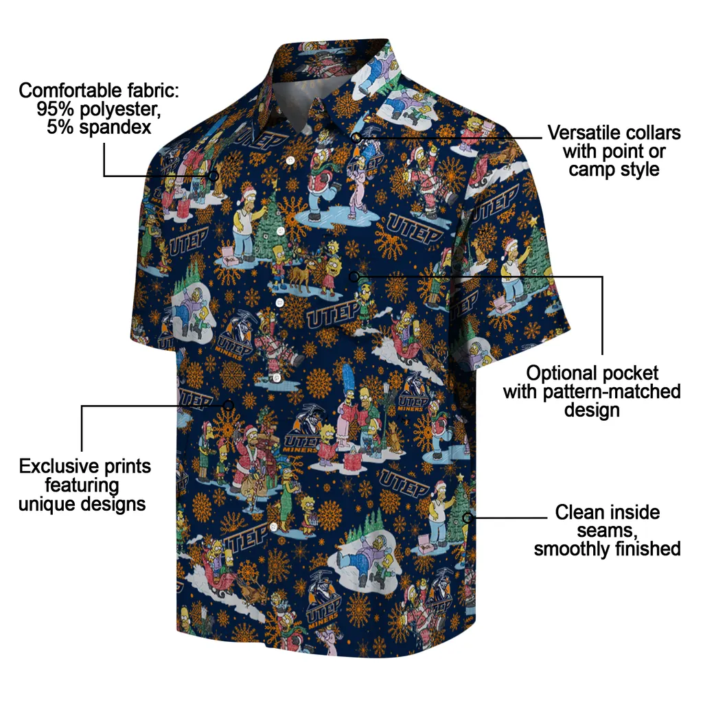 UTEP Miners Hawaiian Shirt - Simpsons Christmas utep miners simpsons christmas blue hawaiian shirts new arrival