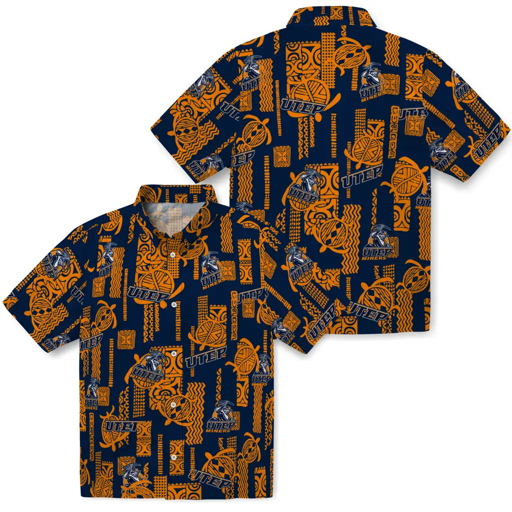 UTEP Miners Hawaiian Shirt - Turtle Lines utep miners turtle lines blue hawaiian shirts high quality