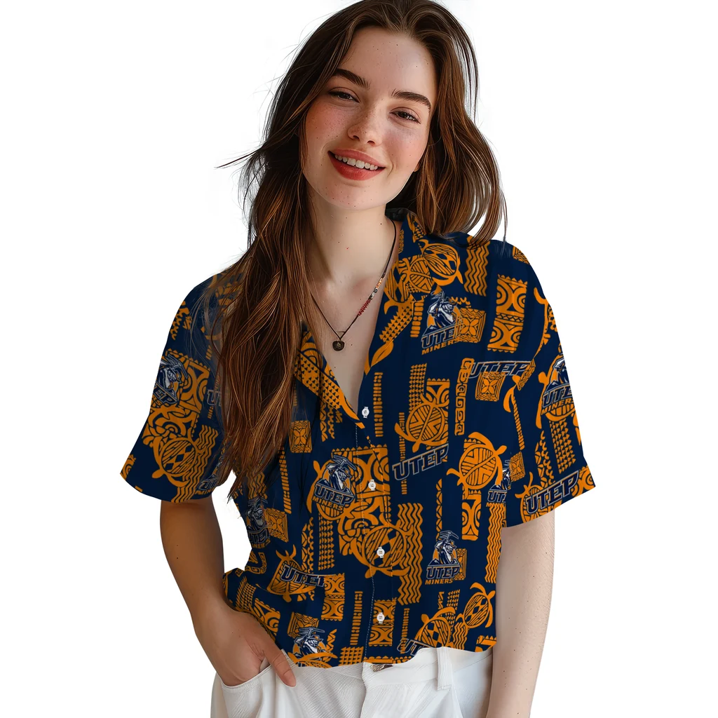 UTEP Miners Hawaiian Shirt - Turtle Lines utep miners turtle lines blue hawaiian shirts latest model