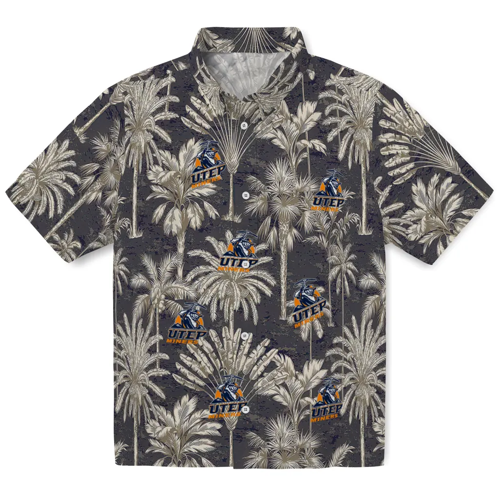 UTEP Miners Hawaiian Shirt - Vintage Palm Tree utep miners palm shadows blue hawaiian shirts best selling