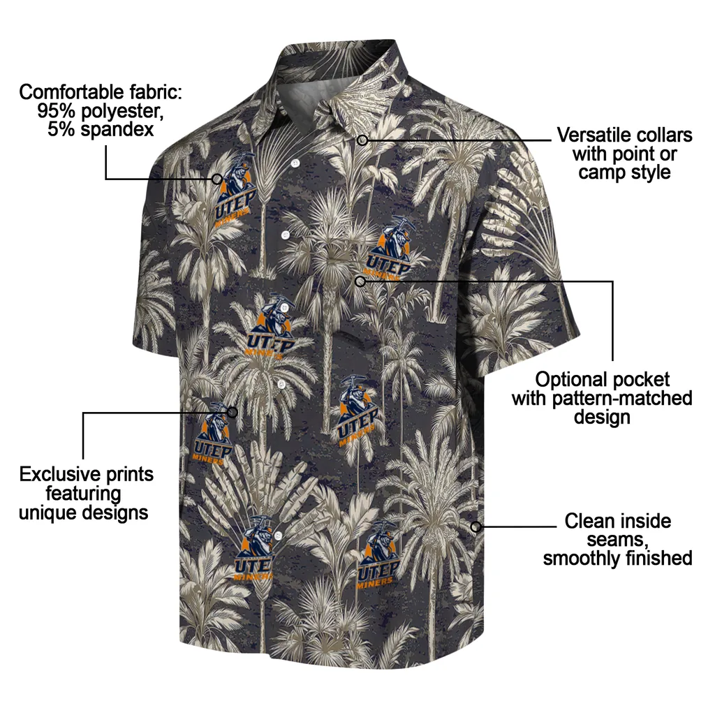 UTEP Miners Hawaiian Shirt - Vintage Palm Tree utep miners palm shadows blue hawaiian shirts new arrival