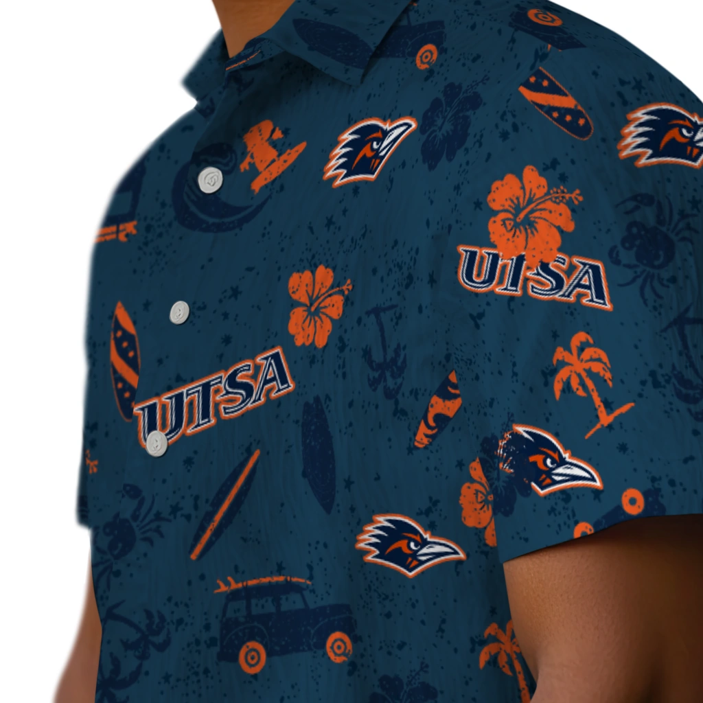 UTSA Roadrunners Hawaiian Shirt - Beach Vibe utsa roadrunners beach vibe navy hawaiian shirts trendy