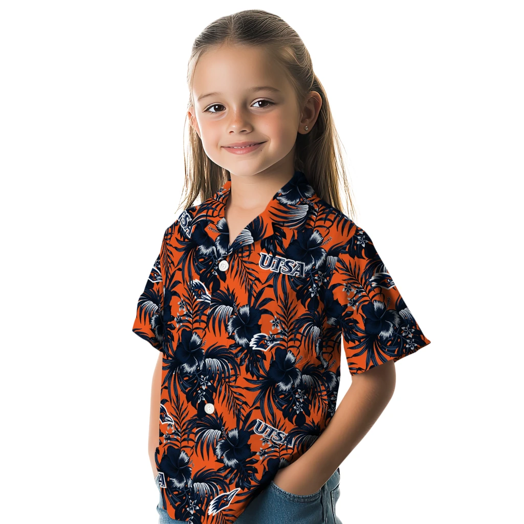 UTSA Roadrunners Hawaiian Shirt - Hibiscus Exotic utsa roadrunners hibiscus exotic orange hawaiian shirts premium grade