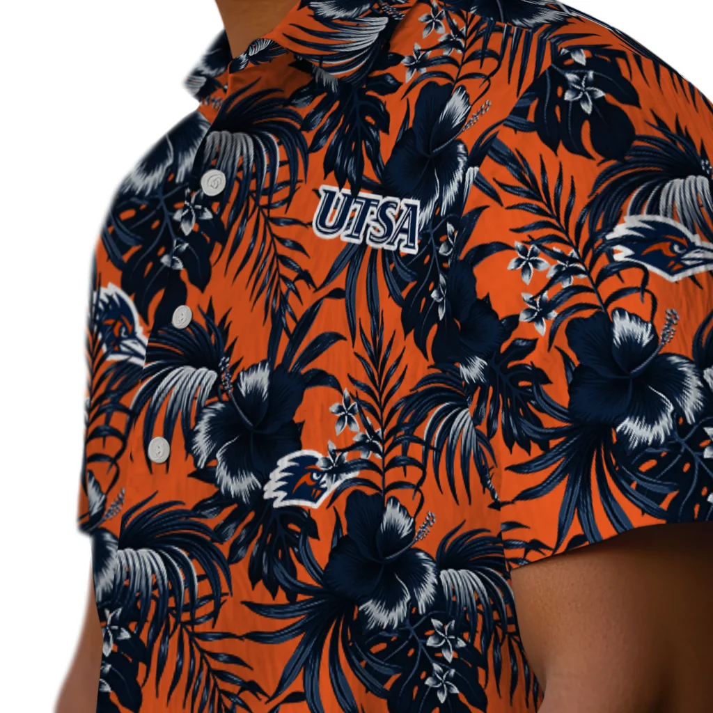 UTSA Roadrunners Hawaiian Shirt - Hibiscus Exotic utsa roadrunners hibiscus exotic orange hawaiian shirts trendy