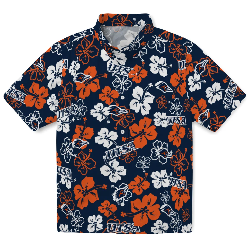 UTSA Roadrunners Hawaiian Shirt - Hibiscus Flower Design utsa roadrunners hibiscus bloom orange hawaiian shirts best selling