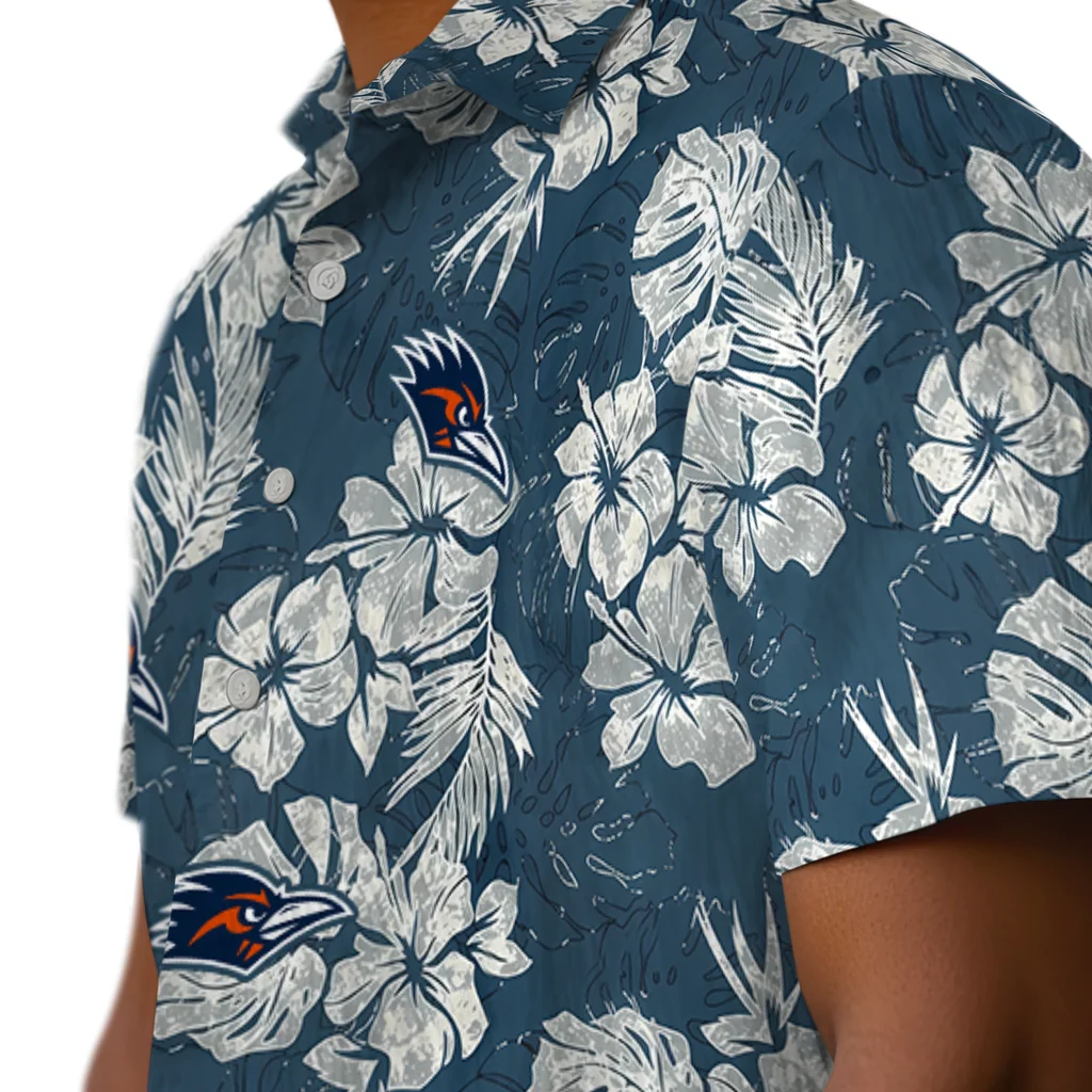 UTSA Roadrunners Hawaiian Shirt - Hibiscus Flowers utsa roadrunners hibiscus flowers navy blue hawaiian shirts trendy