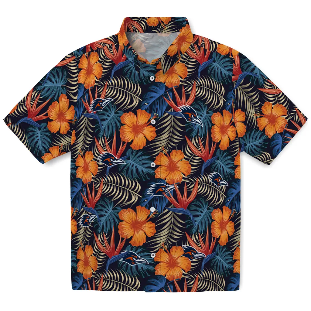 UTSA Roadrunners Hawaiian Shirt - Hibiscus Foliage utsa roadrunners hibiscus foliage hawaiian shirts best selling