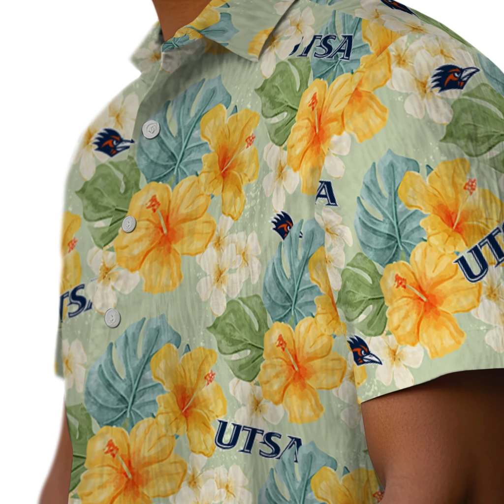 UTSA Roadrunners Hawaiian Shirt - Hibiscus Mood utsa roadrunners hibiscus mood pale lime yellow hawaiian shirts trendy