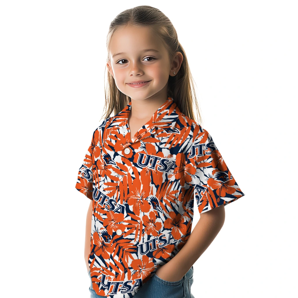 UTSA Roadrunners Hawaiian Shirt - Hibiscus Overlay utsa roadrunners hibiscus overlay hawaiian shirts premium grade
