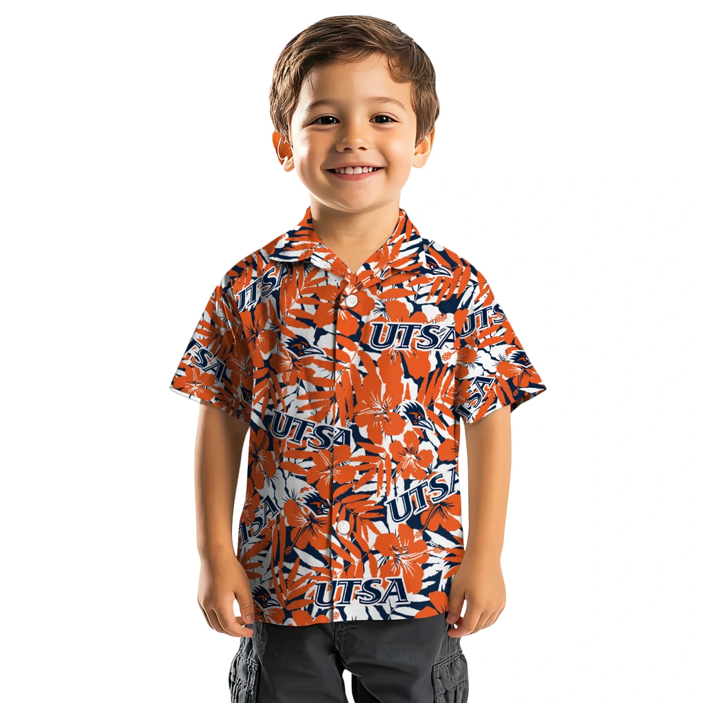 UTSA Roadrunners Hawaiian Shirt - Hibiscus Overlay utsa roadrunners hibiscus overlay hawaiian shirts top rated