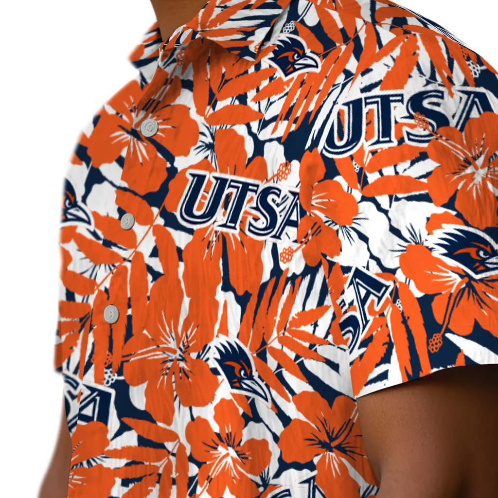 UTSA Roadrunners Hawaiian Shirt - Hibiscus Overlay utsa roadrunners hibiscus overlay hawaiian shirts trendy