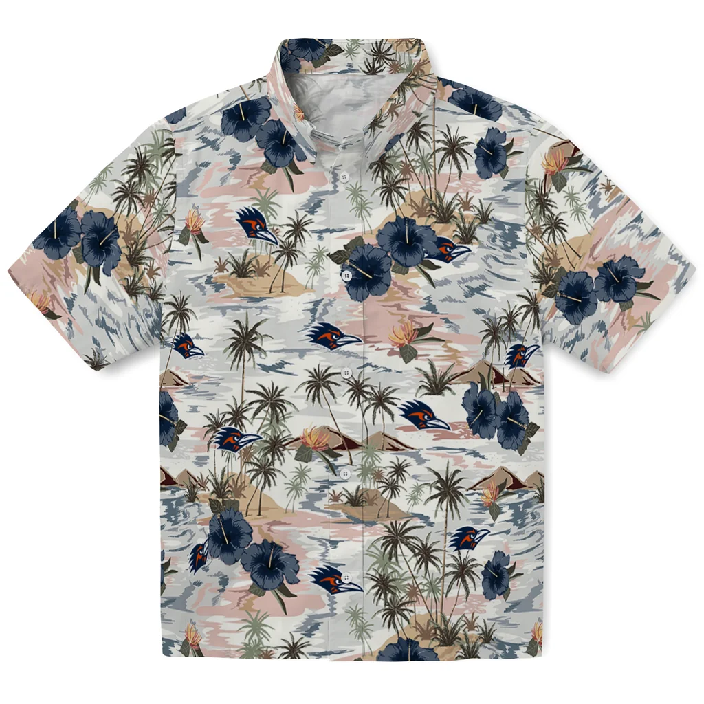 UTSA Roadrunners Hawaiian Shirt - Hibiscus Seaside utsa roadrunners hibiscus seaside white hawaiian shirts best selling