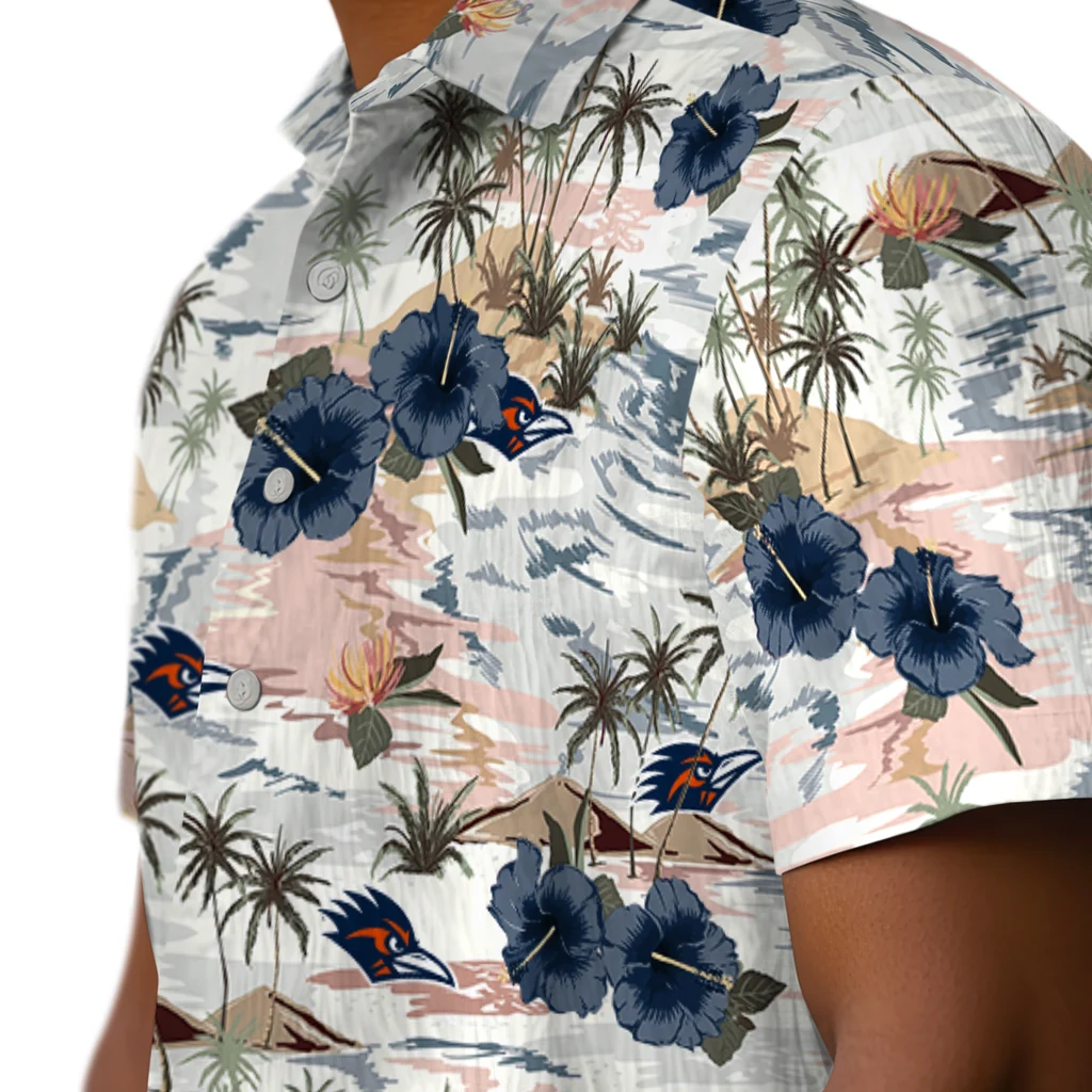 UTSA Roadrunners Hawaiian Shirt - Hibiscus Seaside utsa roadrunners hibiscus seaside white hawaiian shirts trendy
