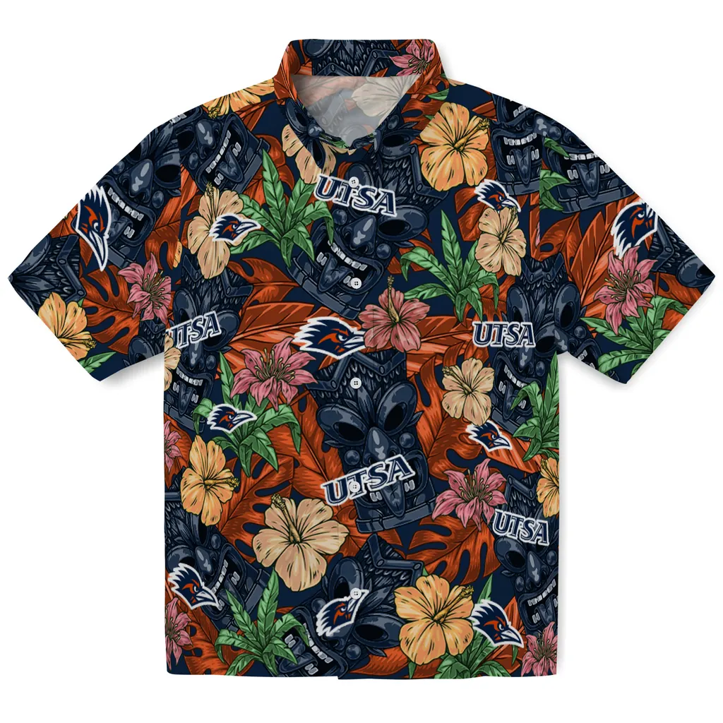 UTSA Roadrunners Hawaiian Shirt - Hibiscus Tiki Jungle utsa roadrunners tiki jungle orange hawaiian shirts best selling
