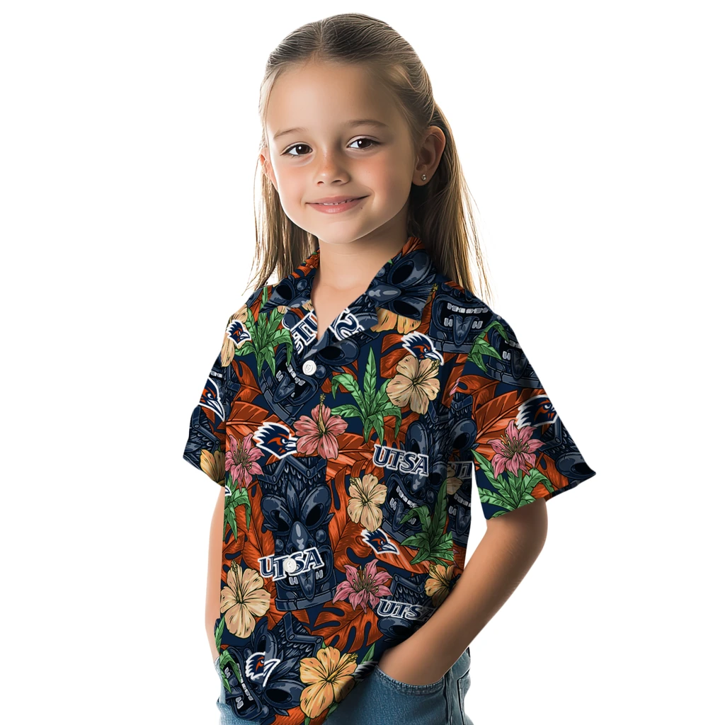 UTSA Roadrunners Hawaiian Shirt - Hibiscus Tiki Jungle utsa roadrunners tiki jungle orange hawaiian shirts premium grade