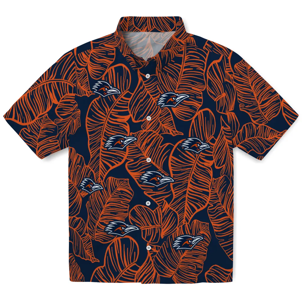 UTSA Roadrunners Hawaiian Shirt - Leaf Outline utsa roadrunners leaf outline orange hawaiian shirts best selling