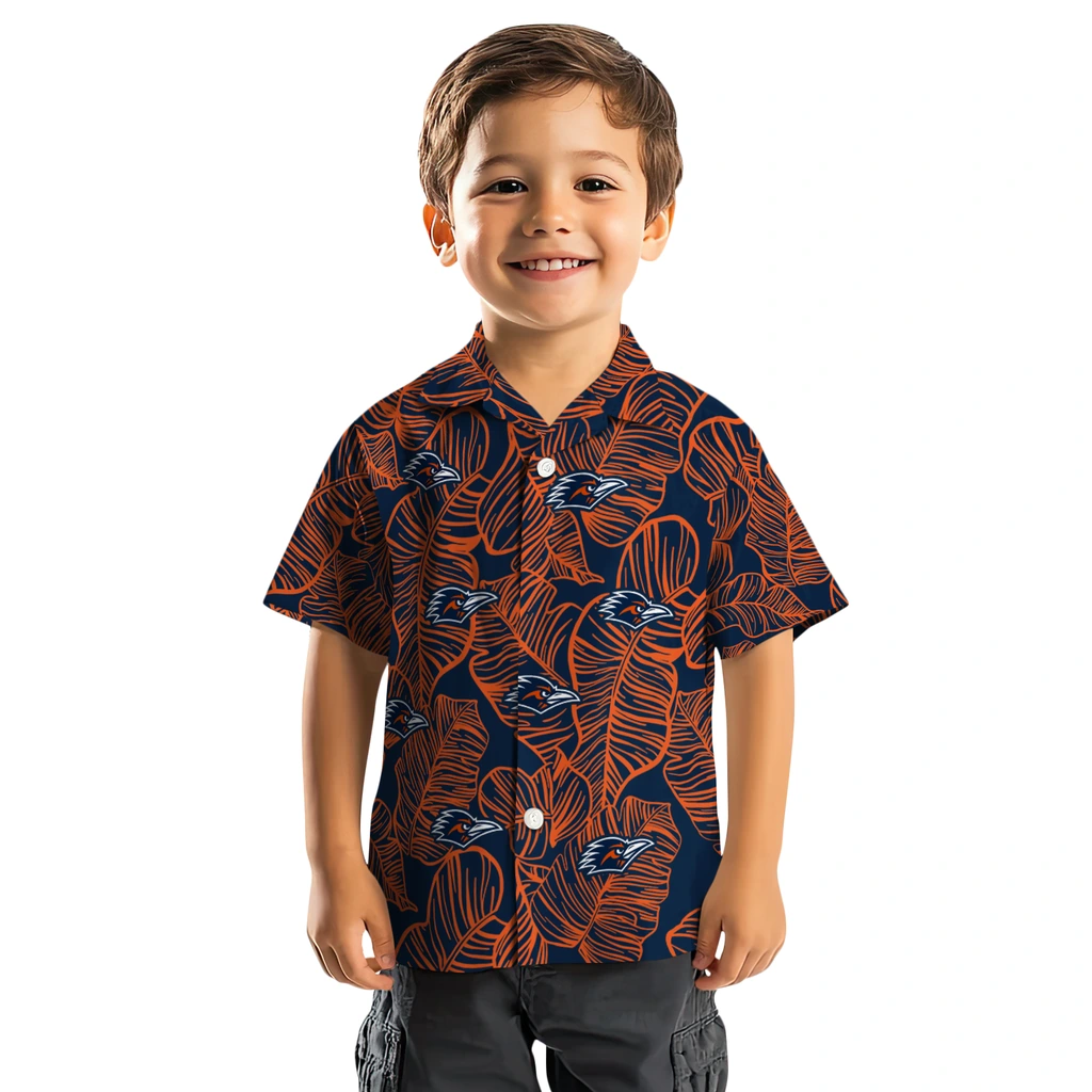 UTSA Roadrunners Hawaiian Shirt - Leaf Outline utsa roadrunners leaf outline orange hawaiian shirts top rated
