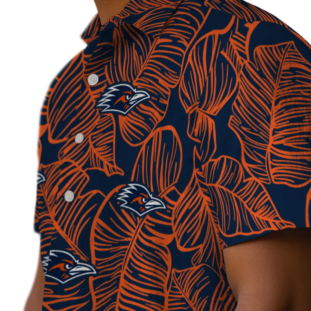 UTSA Roadrunners Hawaiian Shirt - Leaf Outline utsa roadrunners leaf outline orange hawaiian shirts trendy