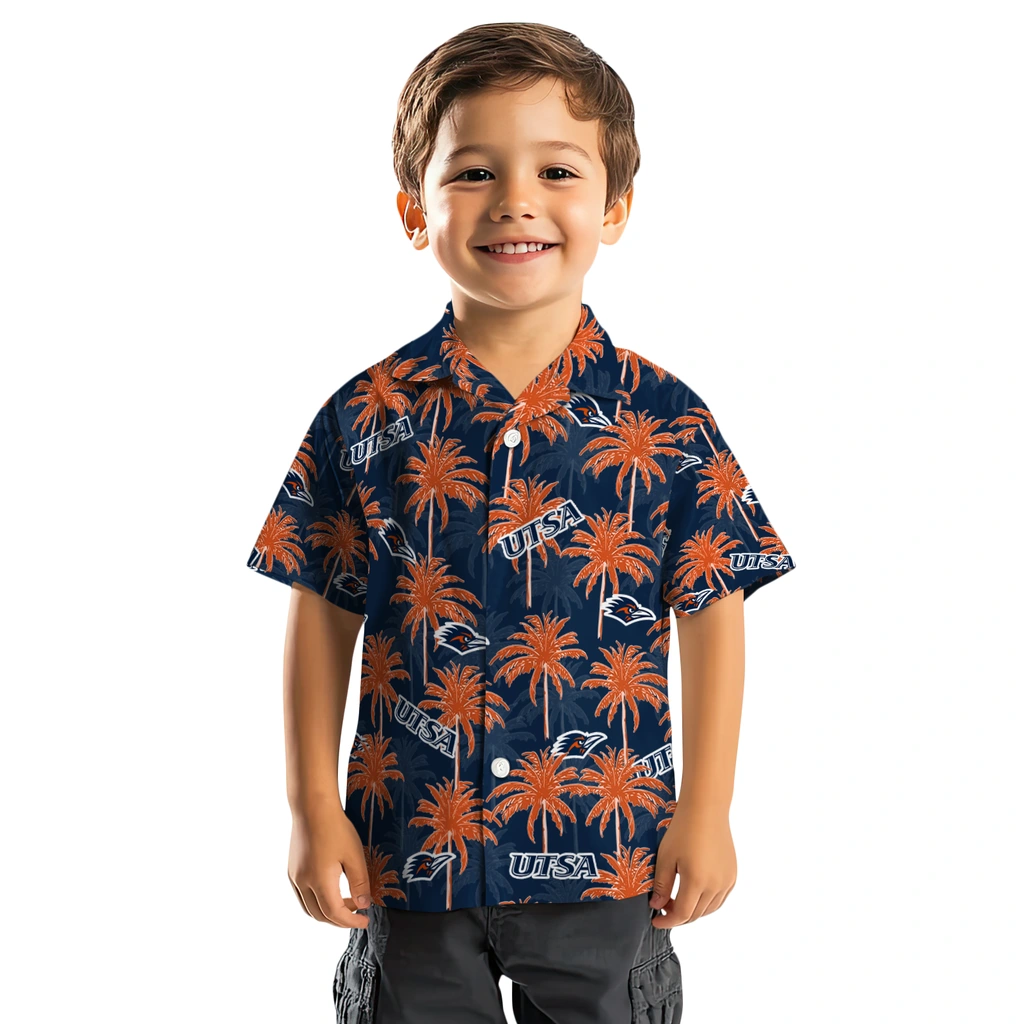 UTSA Roadrunners Hawaiian Shirt - Palm Tree Motif utsa roadrunners palm grove orange hawaiian shirts top rated
