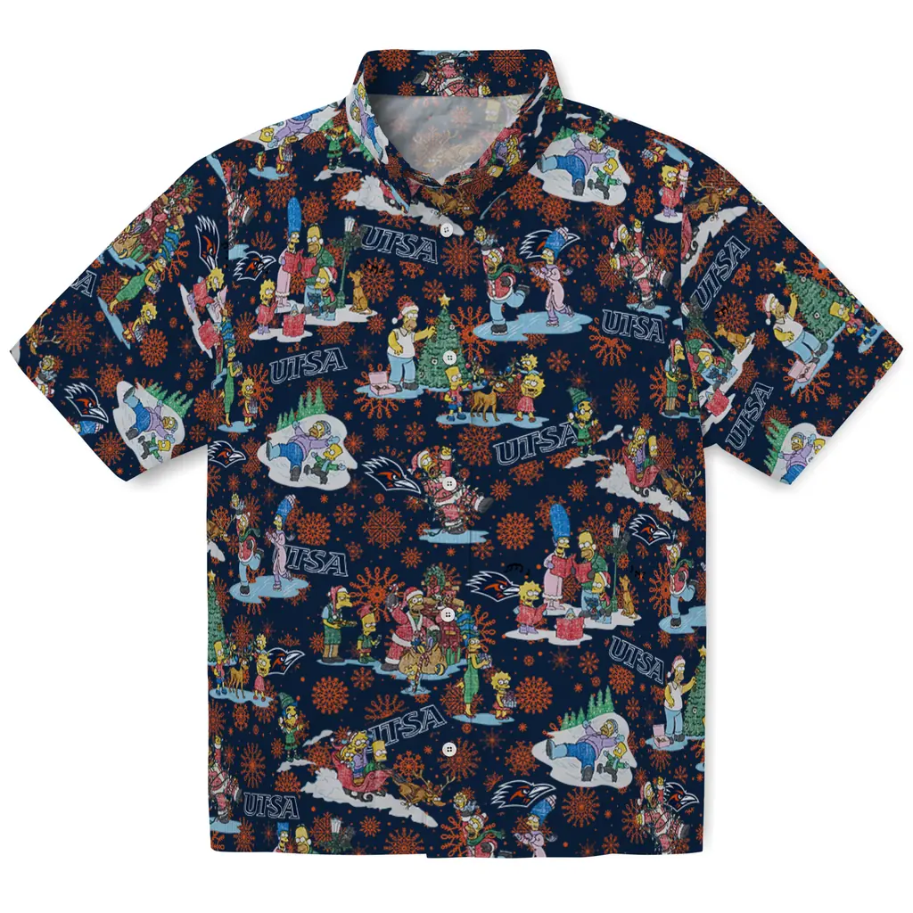 UTSA Roadrunners Hawaiian Shirt - Simpsons Christmas utsa roadrunners simpsons christmas orange hawaiian shirts best selling