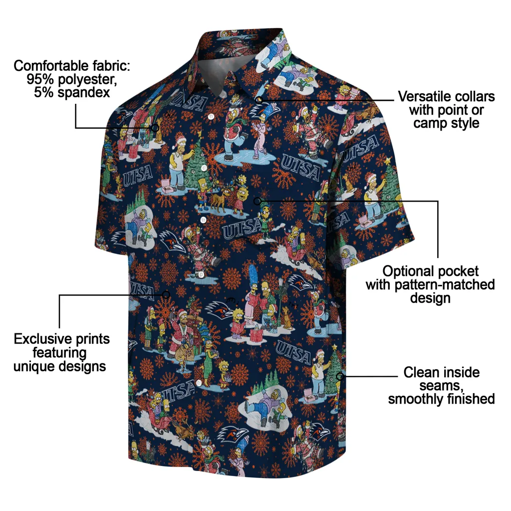 UTSA Roadrunners Hawaiian Shirt - Simpsons Christmas utsa roadrunners simpsons christmas orange hawaiian shirts new arrival