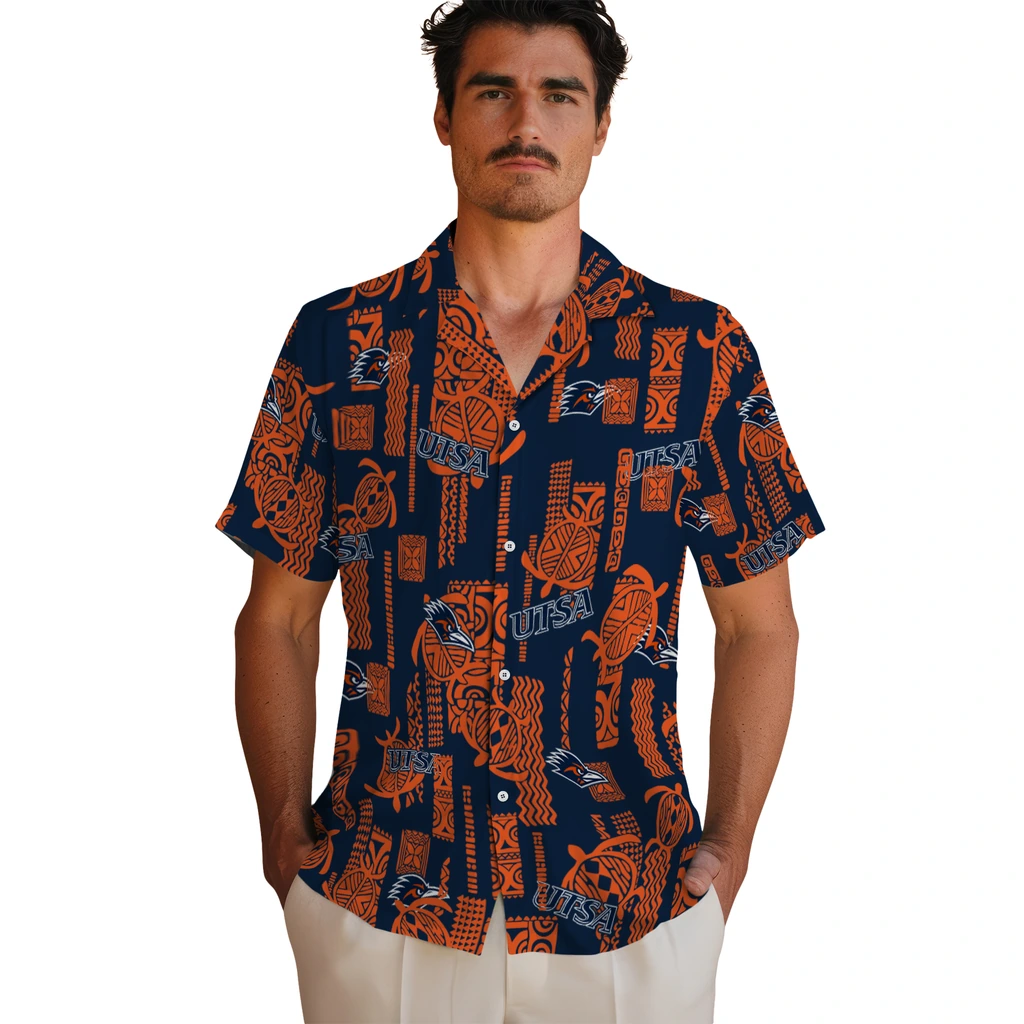 UTSA Roadrunners Hawaiian Shirt - Turtle Lines utsa roadrunners turtle lines orange hawaiian shirts fashion forward