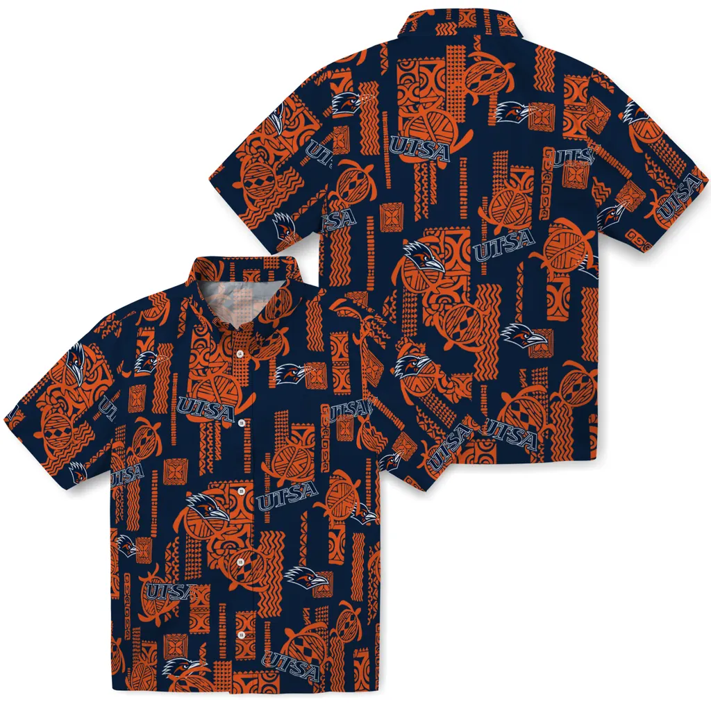 UTSA Roadrunners Hawaiian Shirt - Turtle Lines utsa roadrunners turtle lines orange hawaiian shirts high quality