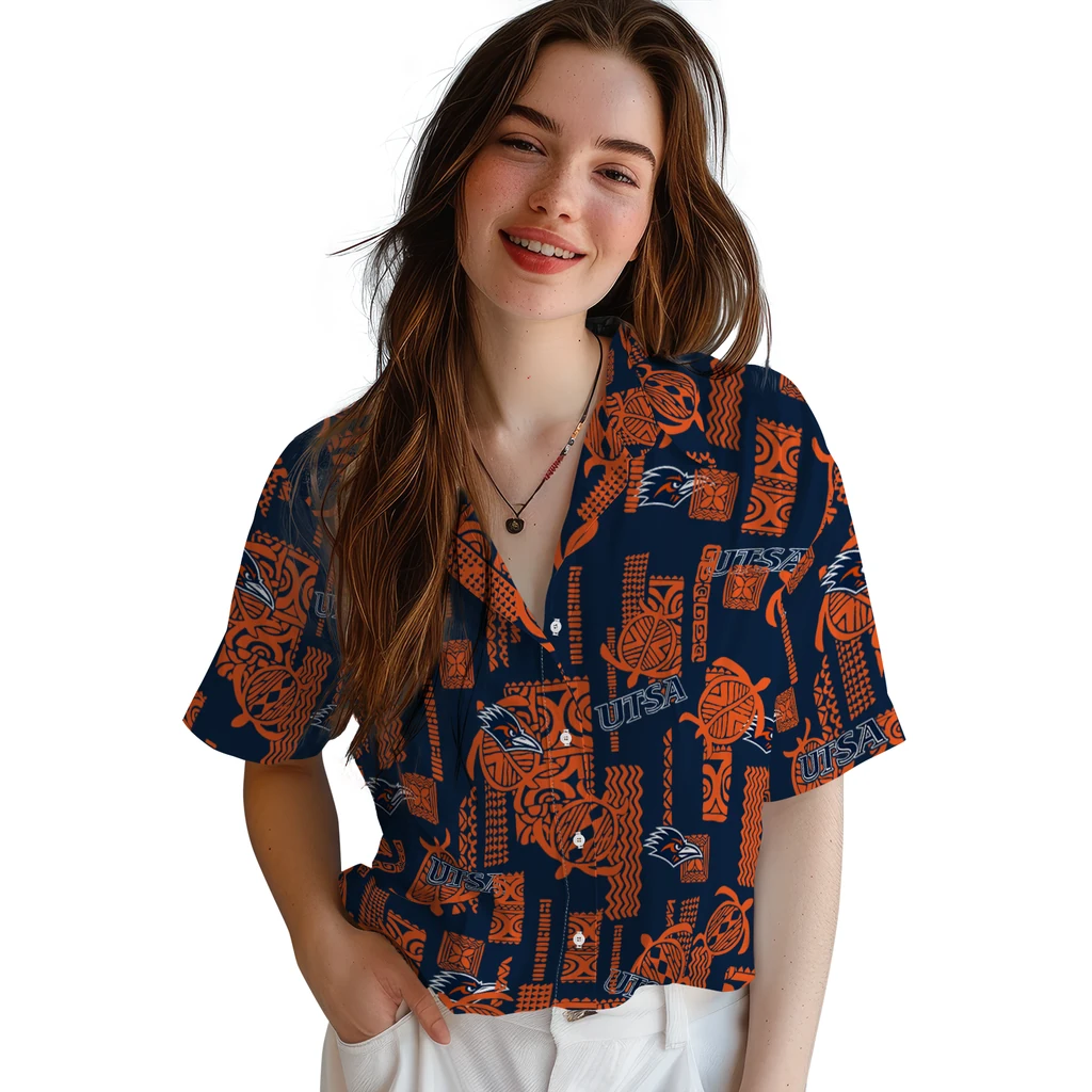 UTSA Roadrunners Hawaiian Shirt - Turtle Lines utsa roadrunners turtle lines orange hawaiian shirts latest model