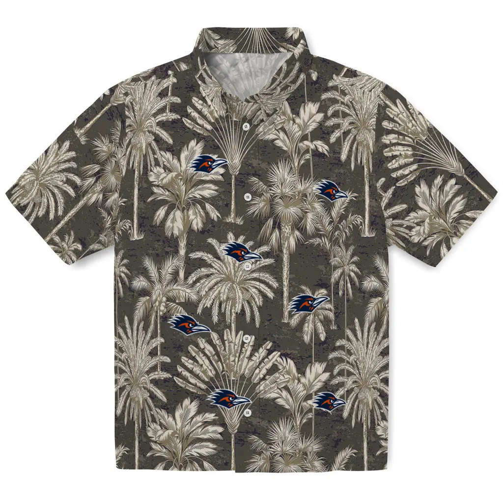 UTSA Roadrunners Hawaiian Shirt - Vintage Palm Tree utsa roadrunners palm shadows orange hawaiian shirts best selling