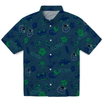 vancouver canucks beach vibe navy hawaiian shirts best selling